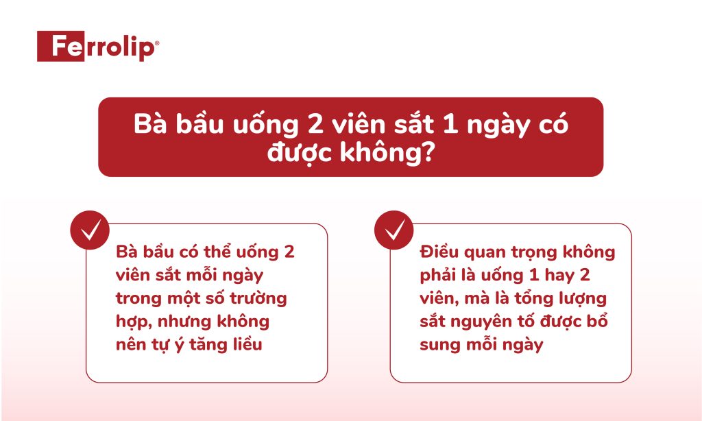 Bà bầu uống 2 viên sắt 1 ngày có được không?