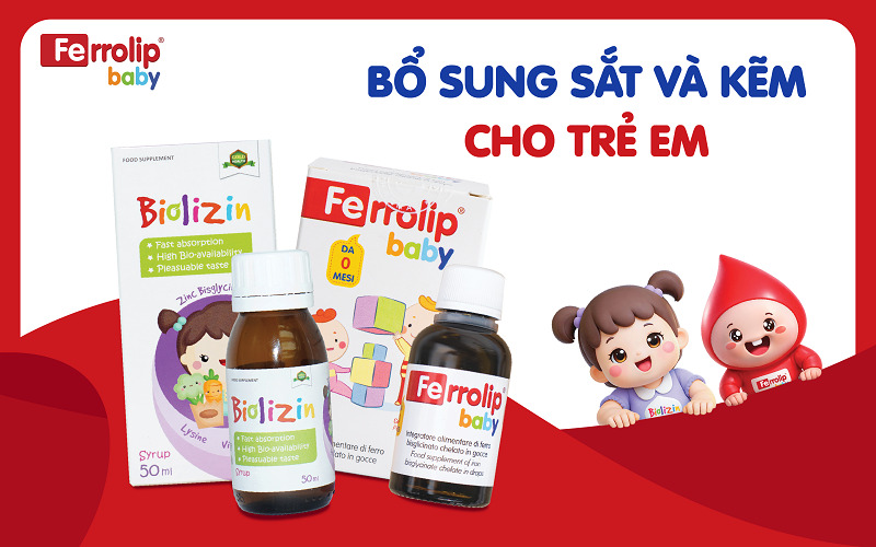 Ferrolip Baby và Biolizin - Sản phẩm bổ sung sắt, kẽm cho trẻ