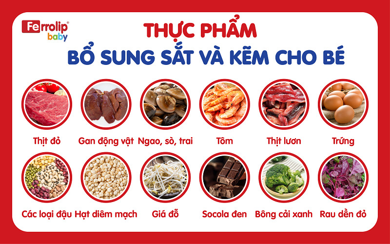 Các loại thực phẩm bổ sung sắt và kẽm cho bé