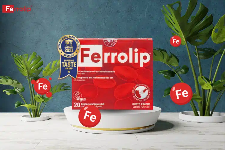 Mỗi gói Ferrolip bổ sung 30mg bột sắt nguyên tố