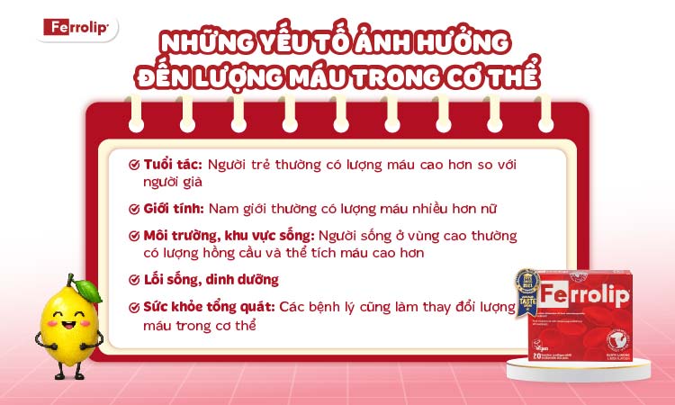 Những yếu tố ảnh hưởng đến lượng máu cơ thể