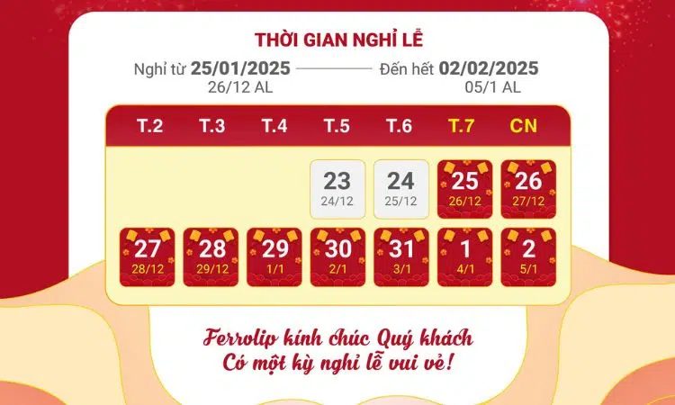 lịch nghỉ tết nguyên đán 2025