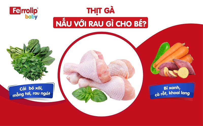 Thịt gà nấu với rau gì cho bé