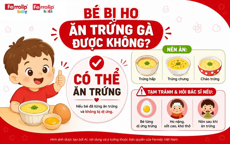 Bé bị ho ăn trứng gà được không?
