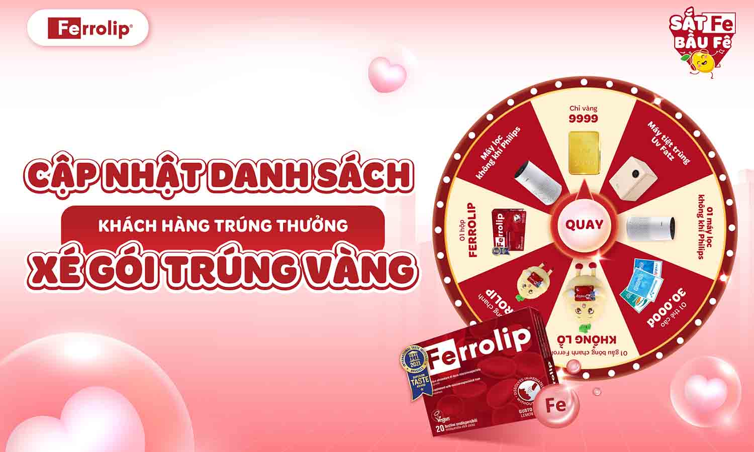 cập nhật xé gói trúng vàng sắt fe bầu fê