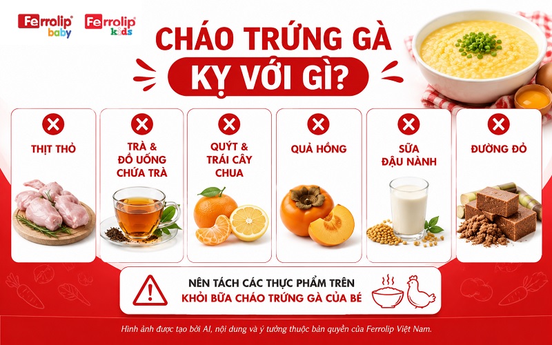 Cháo trứng gà kỵ với gì?