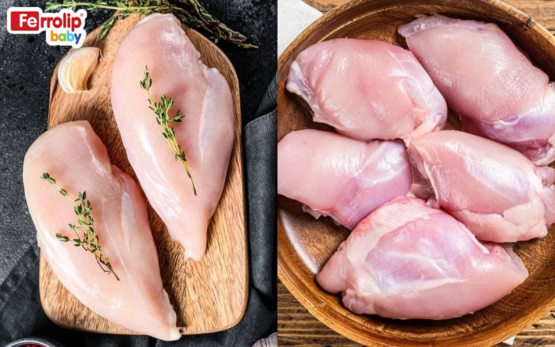 Mẹ nên chọn phần đùi hoặc ức để nấu cháo thịt gà cho bé ăn dặm