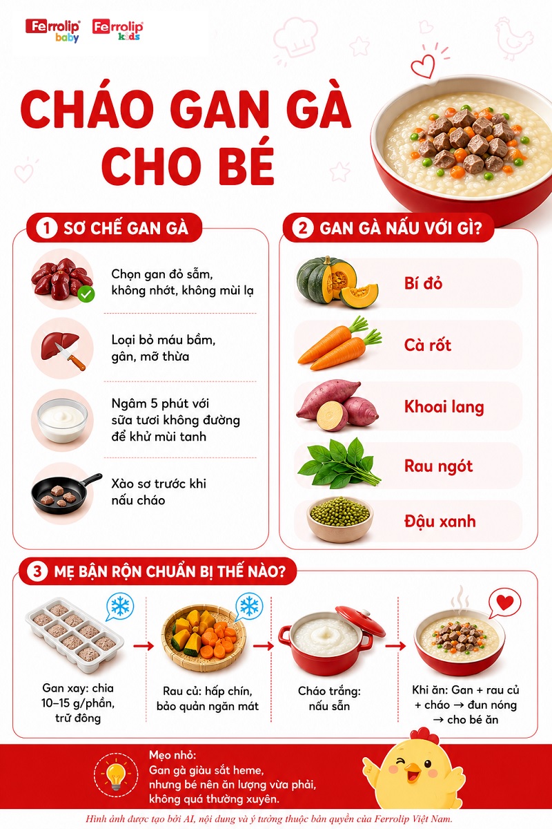 Cách sơ chế và nấu cháo gan gà cho bé