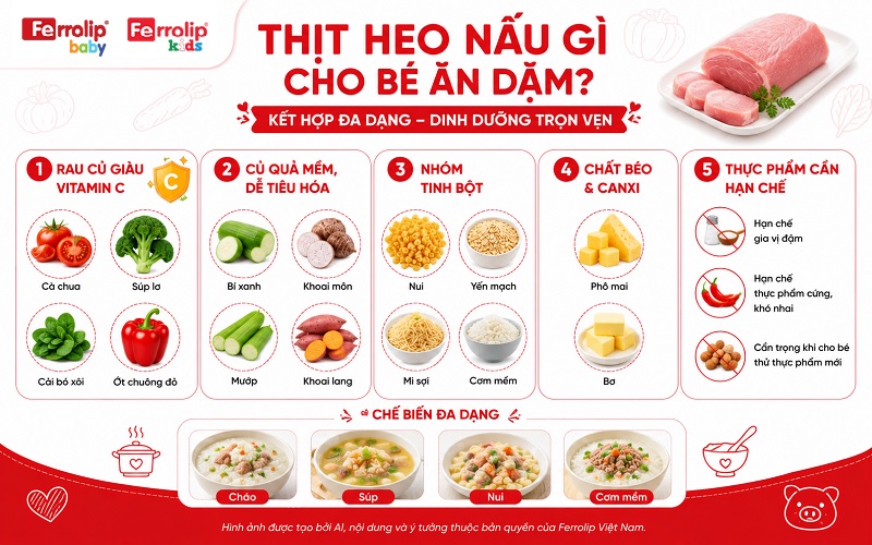 Thịt heo nấu gì cho bé ăn dặm?