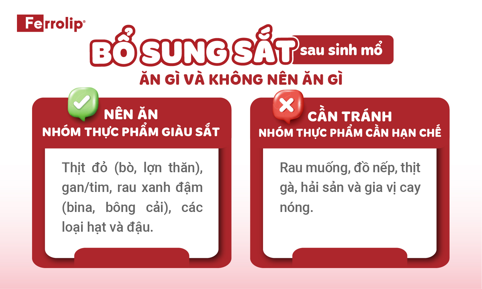 Nhóm thực phẩm nên ăn và cần tránh đối với mẹ sau sinh mổ